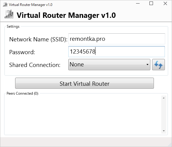 Программа Virtual Router