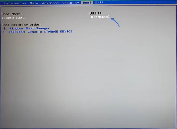 Security boot fail