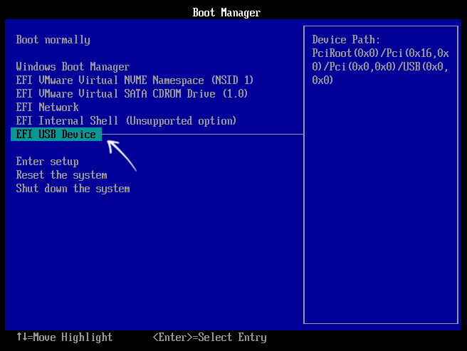 EFI USB Device в VMWare
