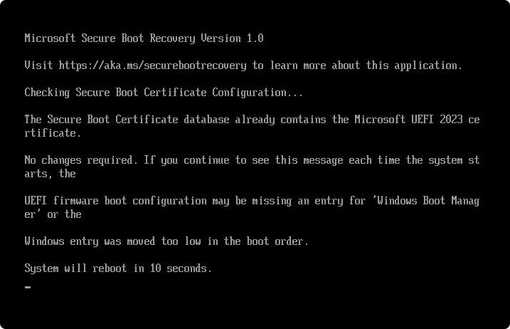 Процесс работы Microsoft Secure Boot Recovery