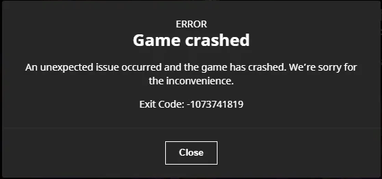 Exit Code 1073741819 в игре