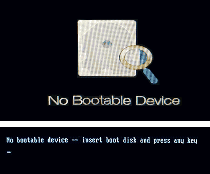 Сообщение No Bootable Device при загрузке
