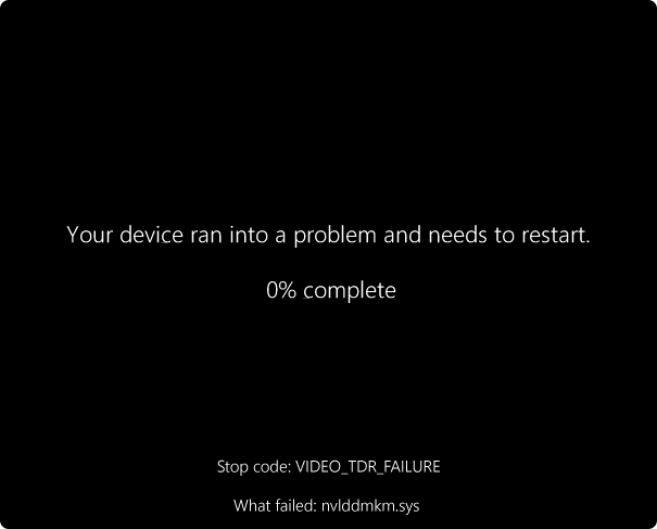 Пример экрана с ошибкой nvlddmkm.sys