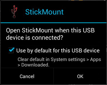 Connecting a stick in StickMount