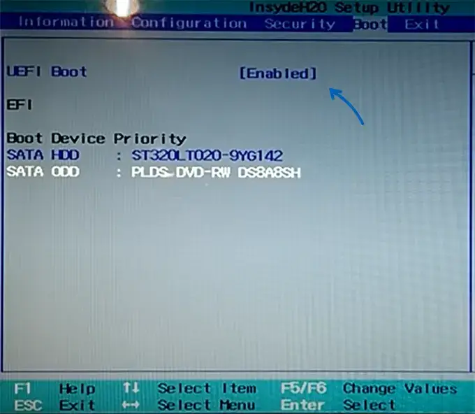 Включение и отключение UEFI Boot в БИОС
