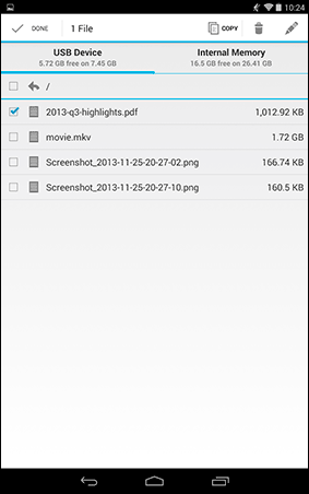 Nexus USB OTG File Manager