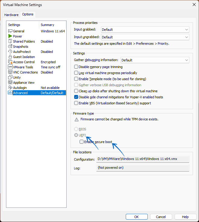 UEFI и BIOS в VMware Workstation